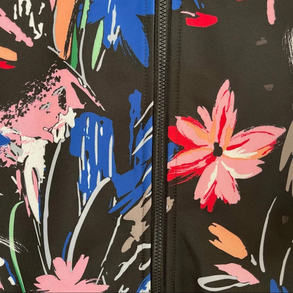 Adidas Girls Black Pink Floral Bomber Jacket - Picture 6 of 13